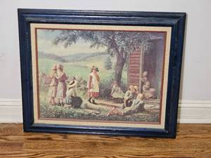 lot 159 image: Ethan Allen Framed Childrens Scene Wall Art Print (27 X 22)