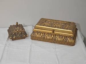 lot 204 image: Ornate Gilt Decorative Boxes with Velvet Lining