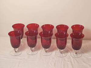 lot 127 image: Ruby Glass Water Goblets, Set of 10
