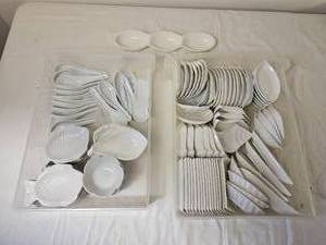 lot 155 image: White Proclaim Sushi & Appetizer Serving Dishes Collection