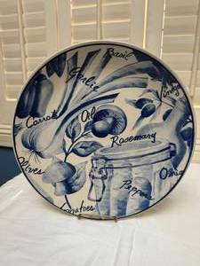 lot 227 image: Blue and White Herb Motif Decorative Charger Plate
