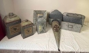 lot 247 image: Galvanized Farmhouse Decor and Storage Accent Collection