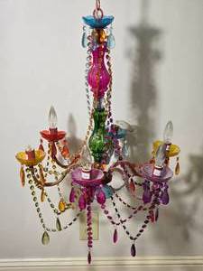 lot 17 image: Colorful Beaded Five Light Chandelier