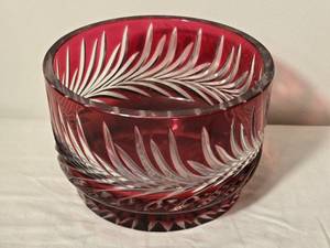 lot 32 image: Ruby Red Cut Crystal Serving Bowl