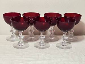 lot 61 image: Ruby Red Sherbet or Dessert Glasses Set