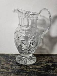 lot 74 image: Cut Crystal Pitcher with Star and Fan Pattern
