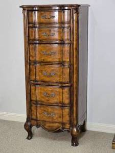 lot 21 image: Tall French Provincial Style Wood Lingerie Chest