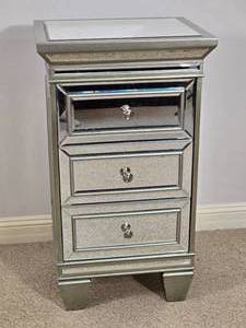 lot 24 image: Mirrored Three Drawer Nightstand or Accent Chest