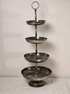 lot 80 image: Four Tier Silver Tone Serving Stand
