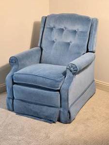 lot 97 image: Plush Blue Upholstered Armchair
