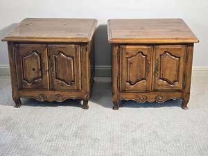 lot 92B image: Matching Pair of Paneled Door Nightstands