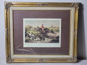 lot 94 image: Framed Antique Fox Hunting Print The Death Published London 1883