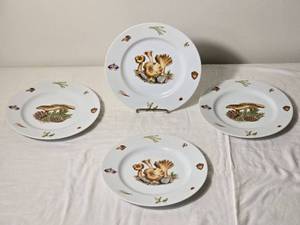 lot 93K image: Set of Four Sigma Mushroom Scenes Porcelain Plates by N L Carter