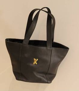 lot 34 image: Vintage Paloma Picasso Black Leather Tote Bag