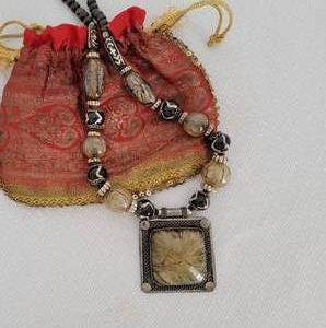 lot 86 image: Bold Exotic Beaded Pendant Necklace  Hand Crafted in India