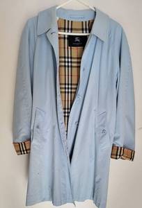 lot 132 image: Burberry Robins Egg Blue Light Coat  LXL