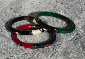 lot 74 image: Gold over Sterling Italian Menegatti Enamel Bangle Bracelets