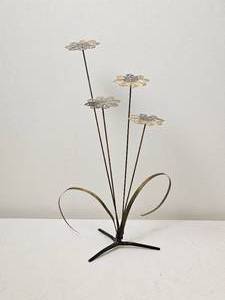 lot 168A image: Mid Century Brutalist Metal Daisy Sculpture Signed Bronson