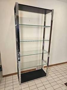 lot 13 image: Vintage Milo Baughman-Style Chrome Shelving Unit  A