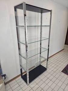 Vintage Milo Baughman-Style Chrome Shelving Unit B
