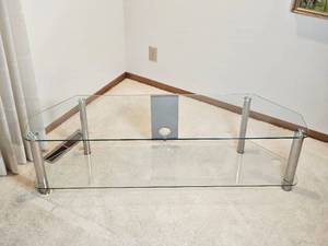 lot 219 image: Modern Contemporary Glass and Chrome Entertainment Stand