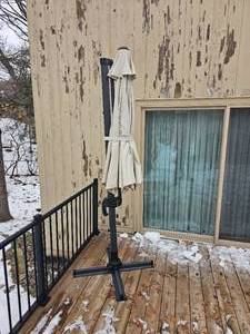 lot 21F image: Adjustable Outdoor Patio Umbrella with Offset Base - 115-Inch Coverage