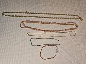 lot 75B image: Sterling Silver Bead and Mixed Stone Necklace and Bracelet Group