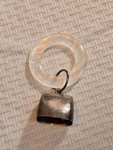 lot 88 image: Sterling Silver Mother of Pearl Baby Rattle Teething Ring