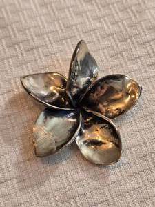 lot 73F image: Large Sculptural Sterling Silver Five Petal Flower Brooch 22 Grams