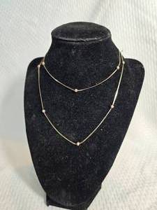 lot 73B image: Sterling Silver Double Strand Station Necklace with Bead Accents 5 Grams