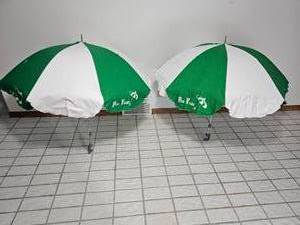 lot 333 image: Pair of Patio Village Clamp-On Patio Umbrellas