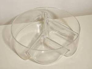 lot 208 image: Vintage Clear Glass Divided Serving Bowl  Relish Tray