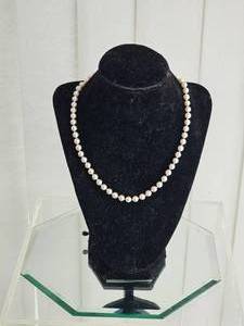 lot 45 image: Vintage Strung Pearl Necklace with 14K Gold Clasp Approx. 18 Inch Length