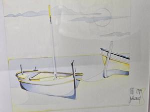 lot 119B image: Orginal Signed Titi Becaud Artwork Sailboat French Polynesia, 1984