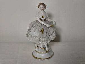 lot 239 image: Vintage Dresden Lace Porcelain Figurine - AS