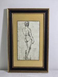 lot 174 image: Italian Lithograph by Raffaello Sanzio  Study of a Nude