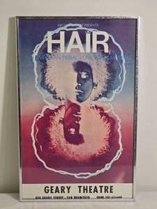 lot 176 image: Framed Vintage Hair Musical Poster Geary Theatre