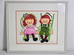 lot 182 image: Judy Hartman - Signed Raggedy Ann and Andy Art Print (1971)