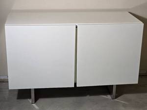 lot 15A image: Sophisticated Calligaris Minimalist White Lacquered Accent Cabinet - A