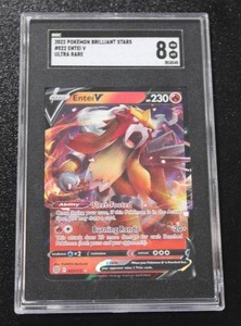 lot 44 image: 2022 Pokemon Brilliant Stars Entei V #022172 SGC 8