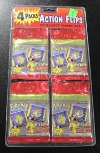 lot 46 image: Vintage 1999 Pokemon Action Flips Factory Sealed Four Pack Blister