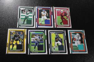 lot 56 image: 2025 Donruss Threads Jersey Relic Football Card Lot #1  7 Jersey Relics