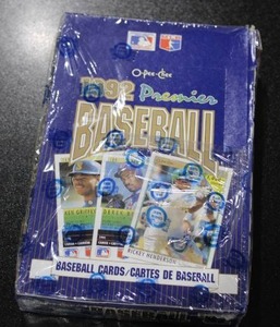 lot 75 image: 1992 O Pee Chee Premier Baseball Factory Sealed Box  36 Packs  Torn Plastic
