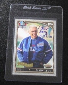 lot 113 image: 2001 Tops Marv Levy #ML In Person Autograph