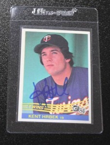 lot 114 image: 1984 Donruss Kent Hrbek #70 In Person Autograph