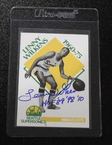 lot 116 image: 1990 Hoops Lenny Wilkens #349 In Person Autograph