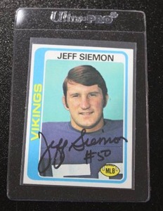 lot 118 image: 1978 Topps Jeff Siemon #58 In Person Autograph