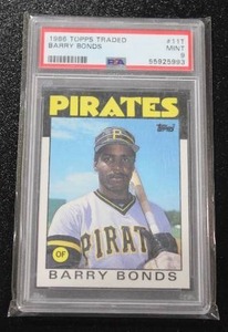 lot 127 image: 1986 Topps Traded Barry Bonds #11T XRC PSA 9 Rookie Card