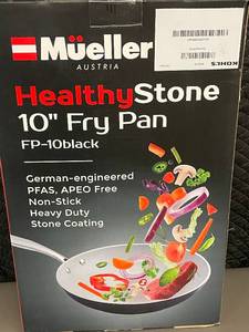 lot 9 image: Mueller HealthyStone FP-10 Fry Pan 10-Inch Black Non-Stick Stone Coating