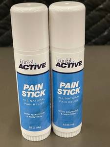 lot 28 image: Kuribl ACTIVE Pain Stick 2-Pack - All Natural Pain Relief With Camphor & Menthol, 0.5 oz